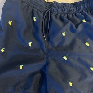RECYCLED EMBROIDERED LEMON SWIM TRUNK size 10